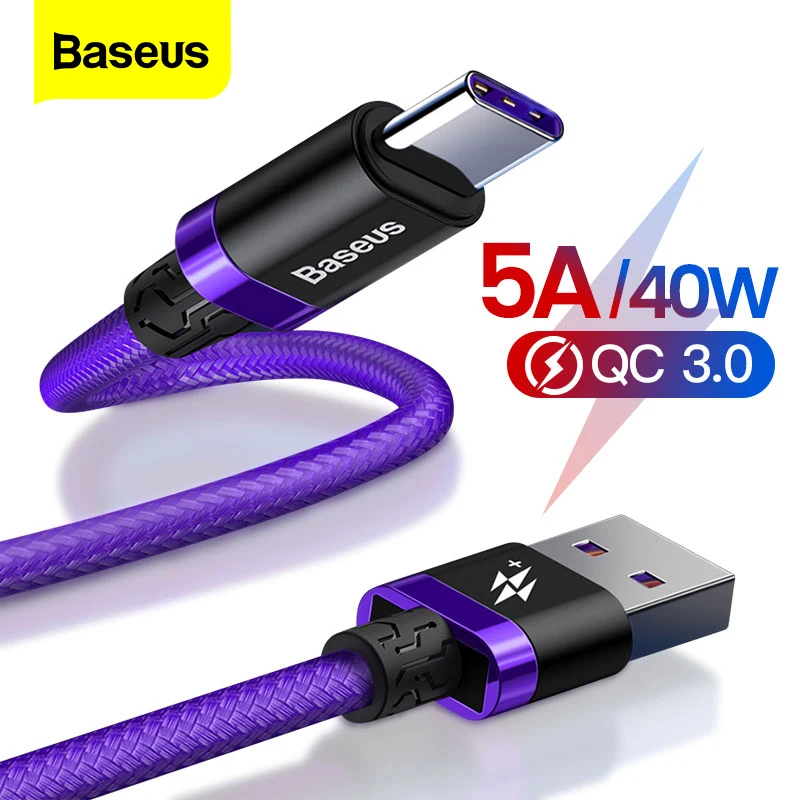 Кабель зарядный Baseus USB Type C 5 А для Huawei Mate 30 P30 P20 Pro Lite|Кабели мобильных телефонов| |