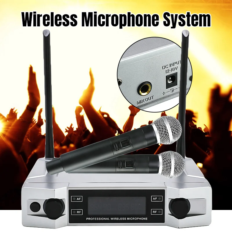 High Quality UHF Wireless Karaoke Microphone System LCD Display with Dual Handheld Mic Party KTV
High Quality UHF Wireless Karaoke Microphone System LCD Display with Dual Handheld Mic Party KTV