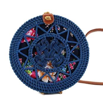 Round Beach Rattan Bag Women Colorful Handmade Woven Straw Bags Bohemia Beach Shoulder Bag Circle Handbag Blue
Round Beach Rattan Bag Women Colorful Handmade Woven Straw Bags Bohemia Beach Shoulder Bag Circle Handbag Blue