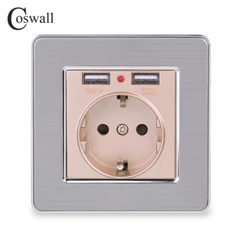 Coswall Dual USB Charging Port 5V 2.1A LED Indicator 16A Wall EU Power Socket Outlet Stainless Steel Panel Gold Grey Black White
Coswall Dual USB Charging Port 5V 2.1A LED Indicator 16A Wall EU Power Socket Outlet Stainless Steel Panel Gold Grey Black White