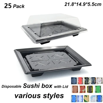 Disposable Sushi Container Plastic Tray with Lid Sushi Box Packaging Take Out Box Container 25sets
Disposable Sushi Container Plastic Tray with Lid Sushi Box Packaging Take Out Box Container 25sets