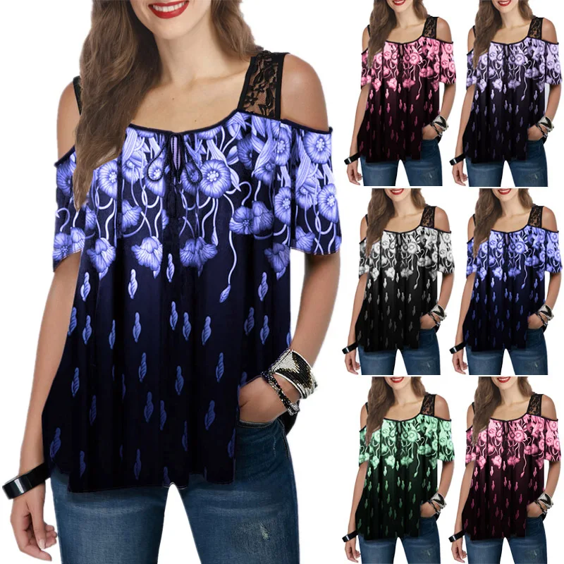 Lace Printed Short Sleeved Loose T shirt Women's Shirt 2020 European and American Foreign Trade Cross Border Hot Women's T Shirt
Lace Printed Short Sleeved Loose T shirt Women's Shirt 2020 European and American Foreign Trade Cross Border Hot Women's T Shirt