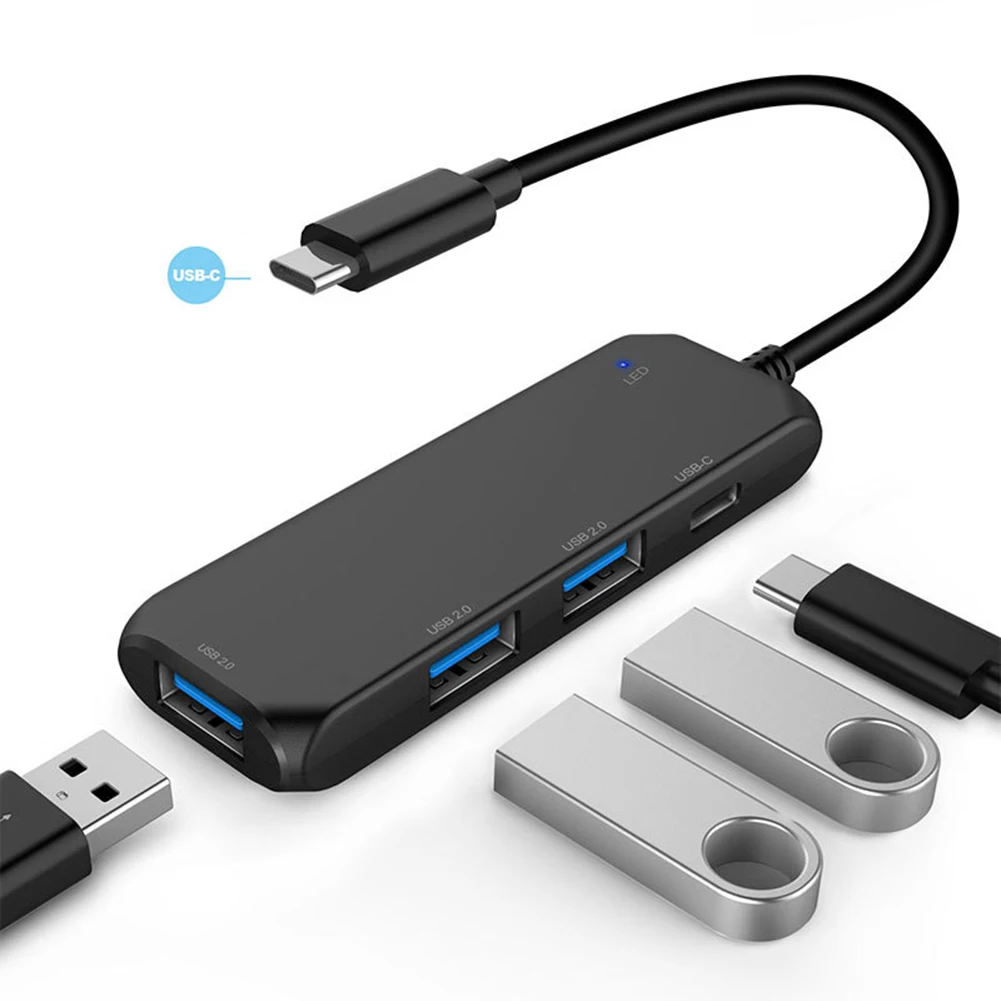 Type-C 2.0 HUB Adapter With 4 USB Ports With Charging Port Slim USB Extender For PC Laptop Adapters
Type-C 2.0 HUB Adapter With 4 USB Ports With Charging Port Slim USB Extender For PC Laptop Adapters