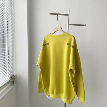 Fleece-lined Long Sleeve Yellow Sweathirt Women's 2020 Autumn Winter Korean Style Round Neck Long Sleeve Letter Pullovers
Fleece-lined Long Sleeve Yellow Sweathirt Women's 2020 Autumn Winter Korean Style Round Neck Long Sleeve Letter Pullovers