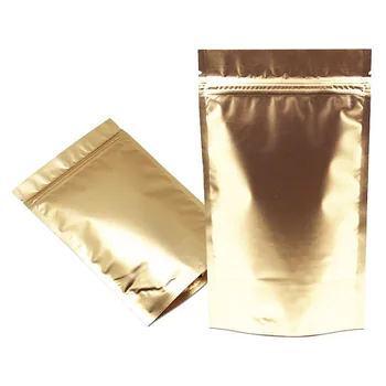 

50Pcs Golden Doypack Zip Lock Aluminum Foil Pack Packing Standing Resealable Bags Candy Nuts Storage Self Sealing Mylar Pouches