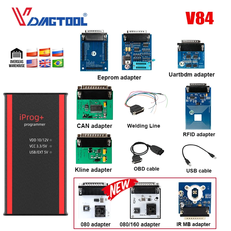 Iprog Pro V84 key Programmer Support IMMO Mileage Correction Airbag Reset Till Year 2019 Replace Carprog/Full/Digiprog Iprog+
Iprog Pro V84 key Programmer Support IMMO Mileage Correction Airbag Reset Till Year 2019 Replace Carprog/Full/Digiprog Iprog+