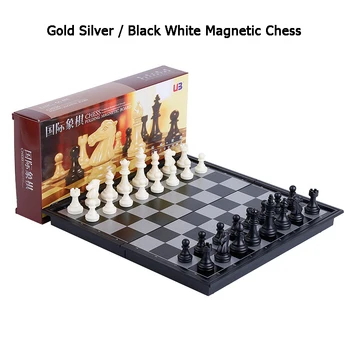 Gold Silver/Black White Magnetic Chess Foldable Chess Board Puzzle Board Game Toy Chess 
Gold Silver/Black White Magnetic Chess Foldable Chess Board Puzzle Board Game Toy Chess