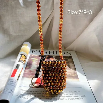 

2020 Spring and Summer New Style South Korea Handmade Pearl Woven Bag Mini Bucket Kou Hong Bao Online Celebrity Crossbody Bag