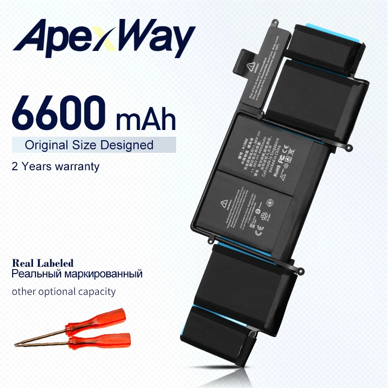 Аккумулятор ApexWay A1582, 11,42 в, 1502 Вт · ч, для Apple Macbook 13 дюймов, 2015 (год) PRO RETINA
Аккумулятор ApexWay A1582, 11,42 в, 1502 Вт · ч, для Apple Macbook 13 дюймов, 2015 (год) PRO RETINA