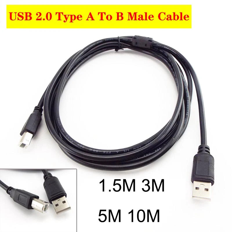 USB 2.0 A To B Male Printer Cord Cable USB Type B Male To A Male For Label Printer Extension Cord High Speed 1.5m 3m 5m 10m
USB 2.0 A To B Male Printer Cord Cable USB Type B Male To A Male For Label Printer Extension Cord High Speed 1.5m 3m 5m 10m