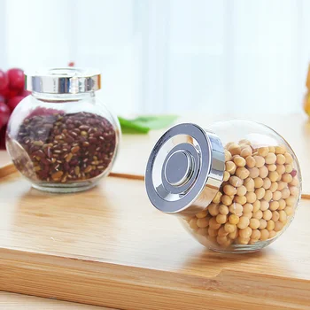 2 Pcs Glass Sealed Cans Transparent Round Storage Tank Storage Jar Grain Container for Candy Spice 
2 Pcs Glass Sealed Cans Transparent Round Storage Tank Storage Jar Grain Container for Candy Spice