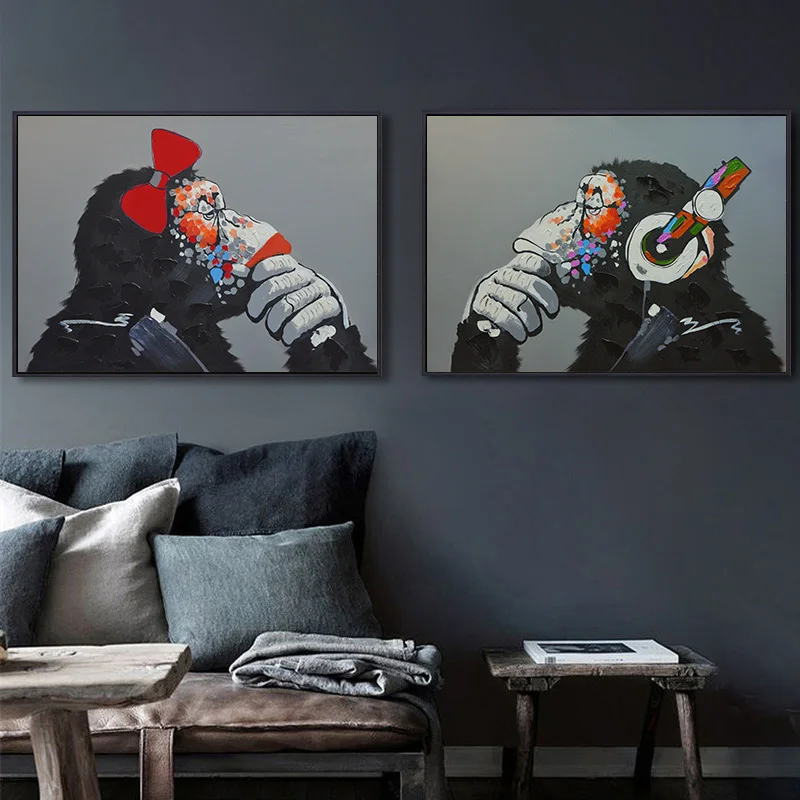 

Modern Oil Painting Abstract Gorilla Animal Poster Picture Canvas Painting Wall Art Pictures for Living Room Cuadros Home Decor