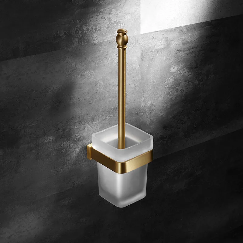 Brushed Gold Soild Brass & Glass Bathroom Toilet Brush Holder Set Wall Mounted Nail Punched Chrome/Black Clean Scrub Shelfs
Brushed Gold Soild Brass & Glass Bathroom Toilet Brush Holder Set Wall Mounted Nail Punched Chrome/Black Clean Scrub Shelfs