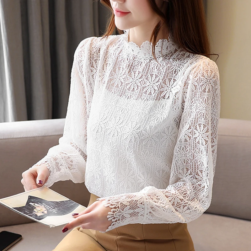 Long Sleeve Lace Flowers Blouses Tops Spring blusas mujer de moda 2020 New Blouses Shirts Hollow out White Lace Blusa 818E
Long Sleeve Lace Flowers Blouses Tops Spring blusas mujer de moda 2020 New Blouses Shirts Hollow out White Lace Blusa 818E