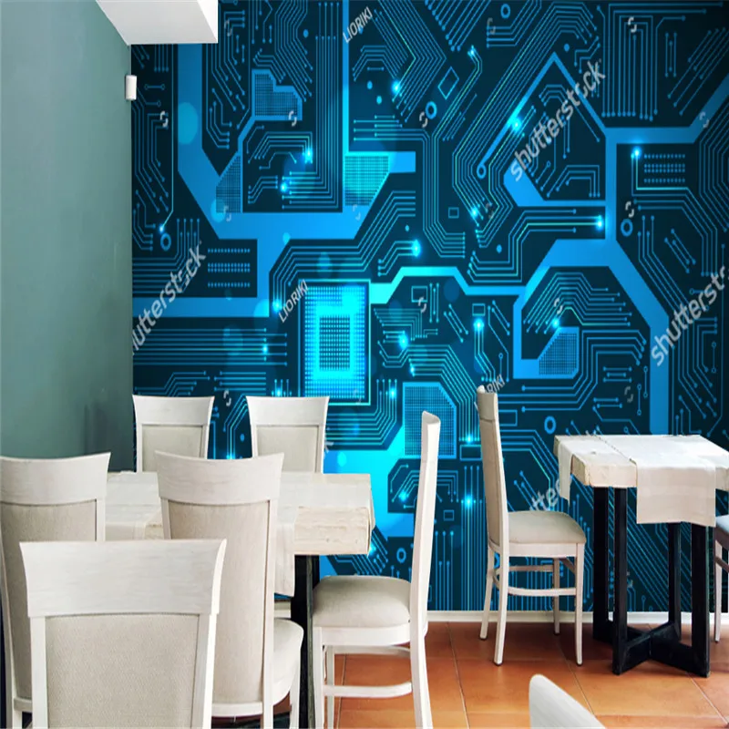 High Tech Electronic Circuit Board Restaurant Wallpaper Industrial Decor Background Wall Papers 3d Mural Papel De Parede | Обустройство