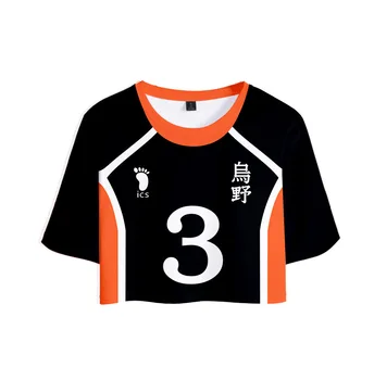 Anime Haikyuu crop top t shirt women Karasuno High School Hinata Shoyo Kageyama Tobio Short Sleeve Cropped Tops Streetwear
Anime Haikyuu crop top t shirt women Karasuno High School Hinata Shoyo Kageyama Tobio Short Sleeve Cropped Tops Streetwear