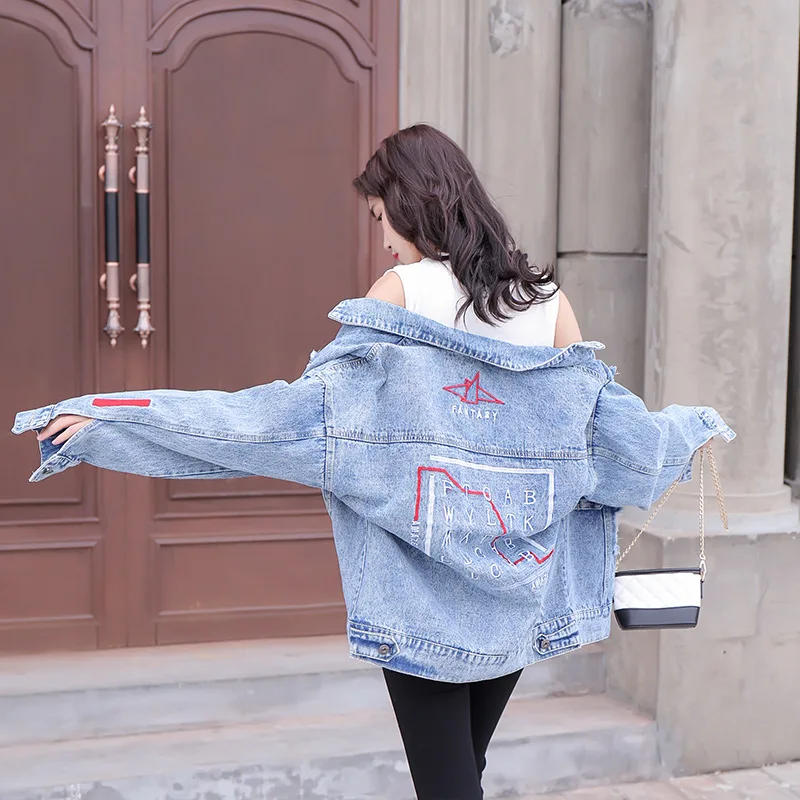 Embroidered Cowboy Clothing 2019 Spring And Autumn Korean-style New Style with Holes Short Loose-Fit BF Students Jeans Coat Tops
Embroidered Cowboy Clothing 2019 Spring And Autumn Korean-style New Style with Holes Short Loose-Fit BF Students Jeans Coat Tops