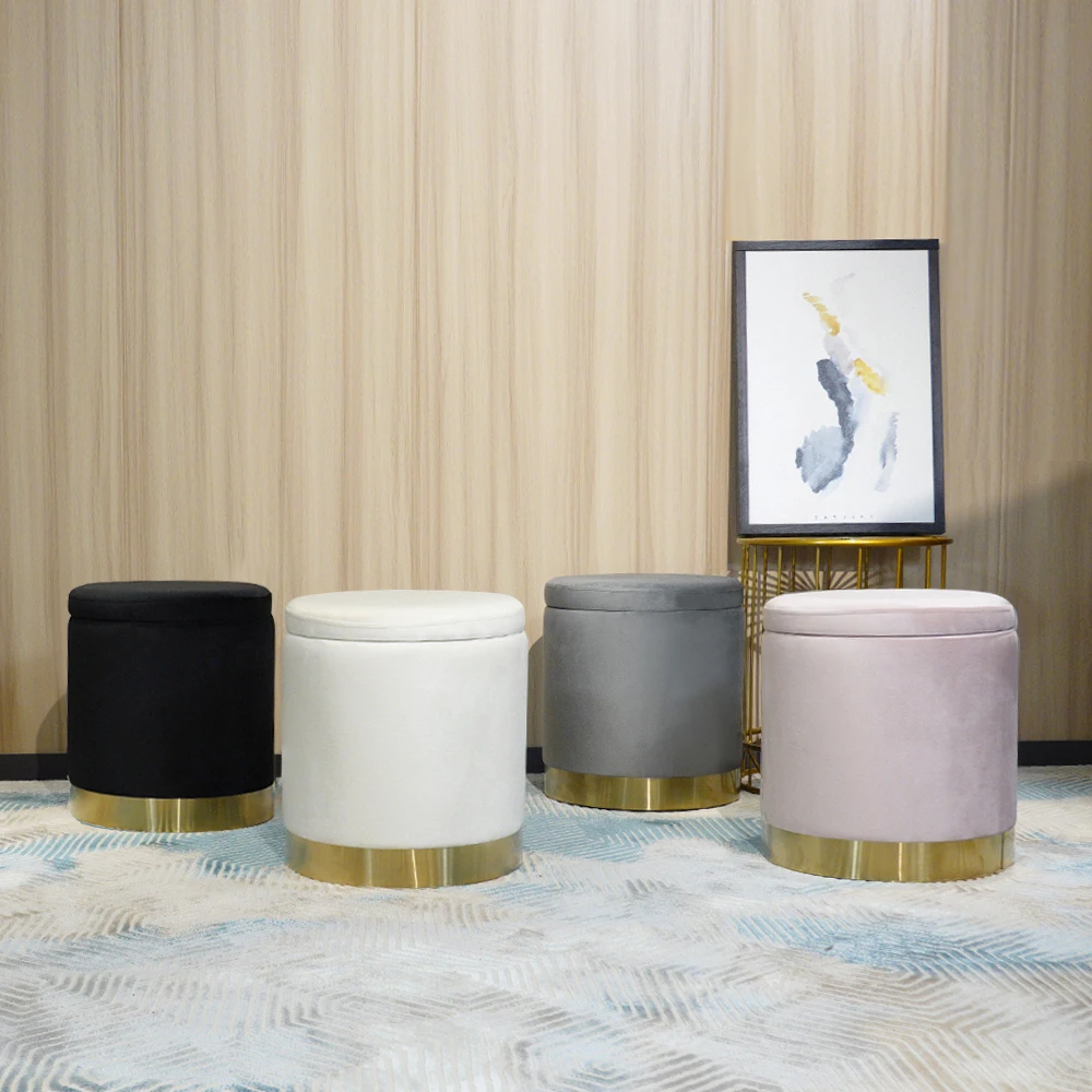 Four Colors Round Velvet Footrest Modern Vanity Stool Seat with Golden Steel Base Removable Lid for Bedroom Living Room
Four Colors Round Velvet Footrest Modern Vanity Stool Seat with Golden Steel Base Removable Lid for Bedroom Living Room