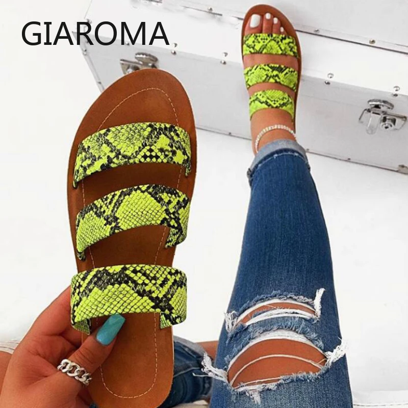 2020 Women Sandals Flat Slippers Summer Female Flip Flops Snake Skin Comfort Outside Beach Slides Ladies Sequin Sandalias Mujer
2020 Women Sandals Flat Slippers Summer Female Flip Flops Snake Skin Comfort Outside Beach Slides Ladies Sequin Sandalias Mujer