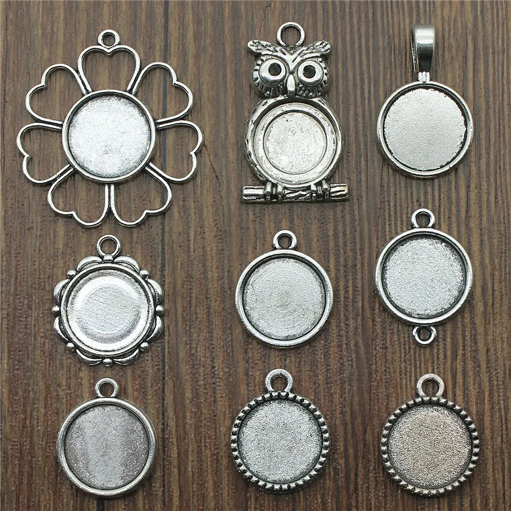 20pcs Fit 14mm Round Glass Cabochon Base Setting Pendant Tray For Jewelry DIY Making Antique Silver Color FM4019
20pcs Fit 14mm Round Glass Cabochon Base Setting Pendant Tray For Jewelry DIY Making Antique Silver Color FM4019