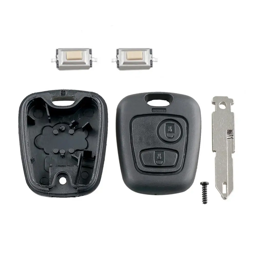 2 Buttons Remote Car Key Shell Fob Key Case Cover with 206 Blade Micro Switches Fit for Peugeot 106 107 206 207 306 307 406 407