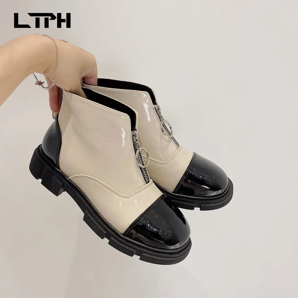 LPTH Martin boots 2020 autumn and winter zipper square heel round toe short boots British style color matching women's shoes
LPTH Martin boots 2020 autumn and winter zipper square heel round toe short boots British style color matching women's shoes
