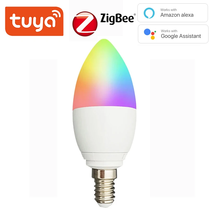 Tuya Zigbee 3.0 Smart Candle Bulb E14 5W Led Light Bulb RGBCW Dimmable Lamp Smart Life APP Support Alexa Google Home Smartthings
Tuya Zigbee 3.0 Smart Candle Bulb E14 5W Led Light Bulb RGBCW Dimmable Lamp Smart Life APP Support Alexa Google Home Smartthings