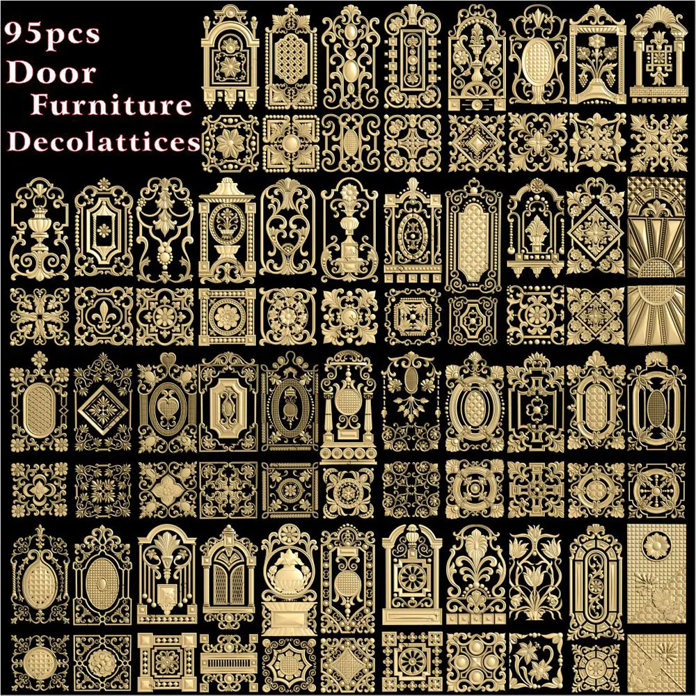 95pcs Door_Furniture_Decorative lattices 3d model STL relief for cnc Router 3 axis Engraver ArtCam Aspire_Door decor
95pcs Door_Furniture_Decorative lattices 3d model STL relief for cnc Router 3 axis Engraver ArtCam Aspire_Door decor