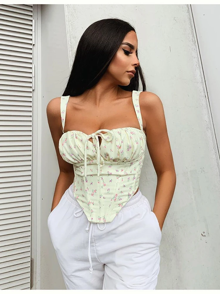 FREE SHIPPING Floral Corset Crop Top Print OUT0871