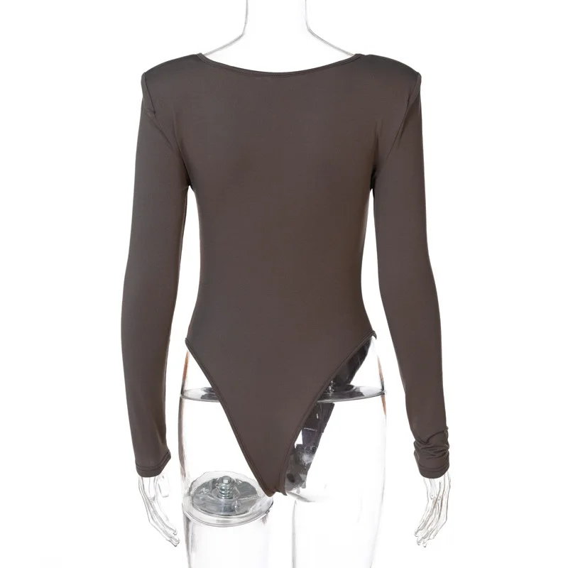 Padded Shoulder Bodysuit Women Long Sleeve Body Sexy Low Cut Bodycon Women's Jumpsuit 2021 Slim Square Collar Streetwear Outfits Padded Shoulder Bodysuit Women Long Sleeve Body Sexy Low Cut Bodycon Women's Jumpsuit 2021 Slim Square Collar Streetwear Outfits