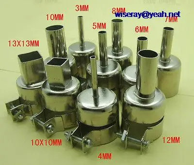 DHL/EMS 200pcs 3/4/5/6/7/8/10/12 10X10 13X13 Heat nozzle for 850 Hot Air Soldering station -A8
DHL/EMS 200pcs 3/4/5/6/7/8/10/12 10X10 13X13 Heat nozzle for 850 Hot Air Soldering station -A8