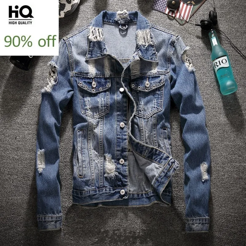 High Street Men Ripped Hole Washed Denim Jacket Fashion Loose Short Cowboy Jacket Plus Size 5XL Spring Autumn Frayed Coat Male
High Street Men Ripped Hole Washed Denim Jacket Fashion Loose Short Cowboy Jacket Plus Size 5XL Spring Autumn Frayed Coat Male