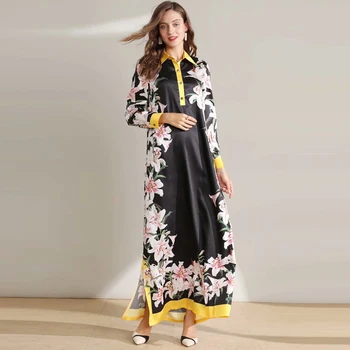 VERDEJULIAY Runway Plus Size Dress Women 2020 Autumn Winter Fashion New Full Sleeve Split Vintage Dress Flower Print Long Dress 
VERDEJULIAY Runway Plus Size Dress Women 2020 Autumn Winter Fashion New Full Sleeve Split Vintage Dress Flower Print Long Dress