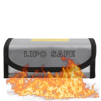 Lipo 배터리 가방 안전 RC 가드 내화 안전 케이스, 185x75x60mm 휴대용 이중 충전 주머니 보호 운반 가방