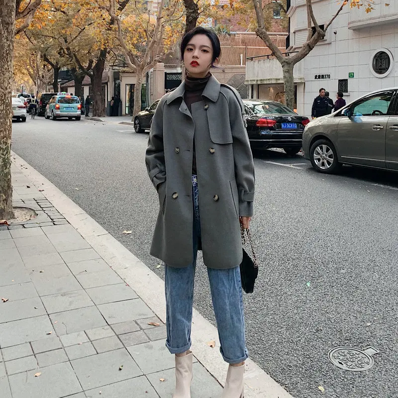 2020 Early Spring Models Solid Color Double-faced Coat Mid-length Fashion Double-breasted Trench Coat Jacket Women
2020 Early Spring Models Solid Color Double-faced Coat Mid-length Fashion Double-breasted Trench Coat Jacket Women