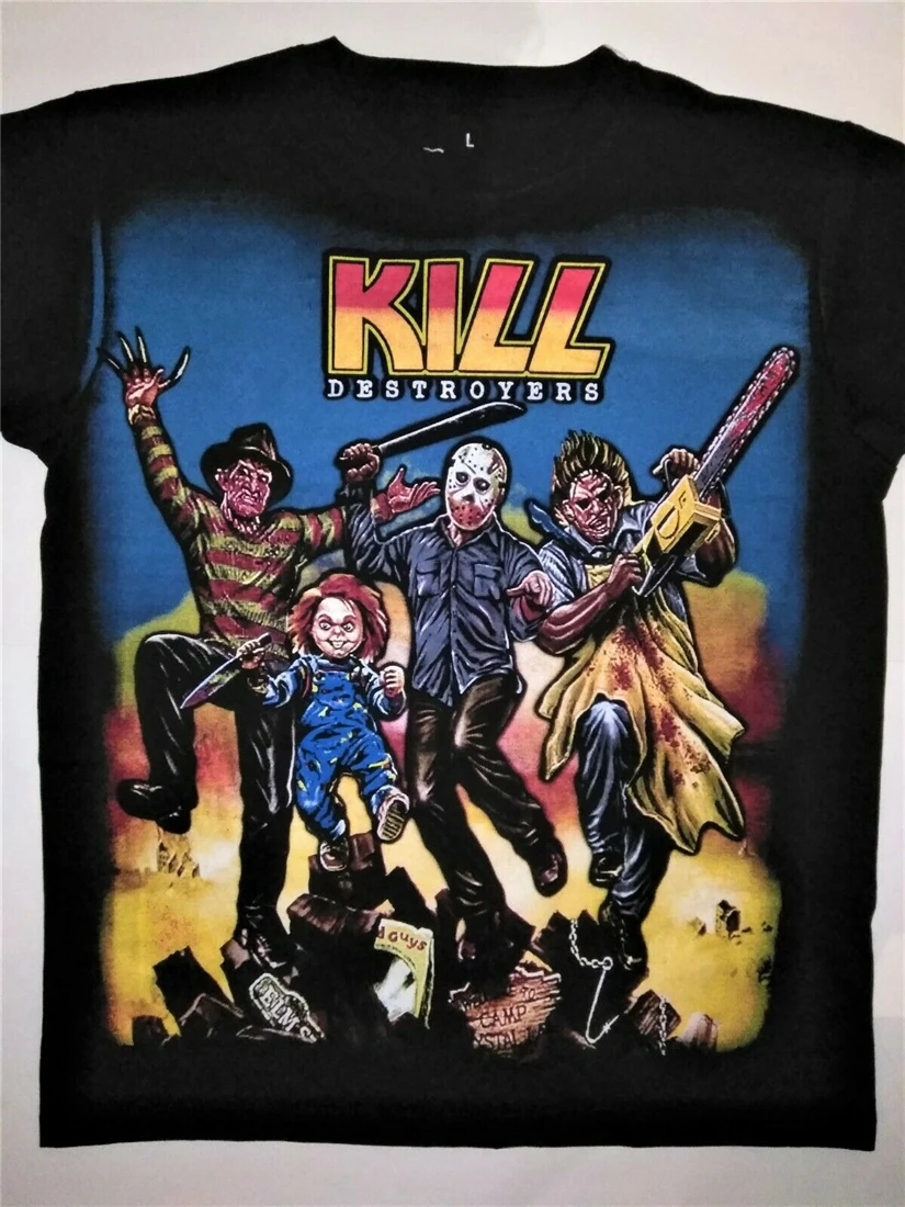Freddy Krueger,Jason,Chucky,Leatherface T-Shirt Halloween Kiss Kill Horror Movie Free Shipping Light Tee Shirt
Freddy Krueger,Jason,Chucky,Leatherface T-Shirt Halloween Kiss Kill Horror Movie Free Shipping Light Tee Shirt