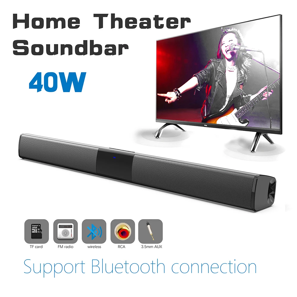 Wireless Bluetooth Speaker 40W Home Theater TV Sound Bar Surround Stereo Subwoofer with Remote Soundbar for TV Computer boombox
Wireless Bluetooth Speaker 40W Home Theater TV Sound Bar Surround Stereo Subwoofer with Remote Soundbar for TV Computer boombox