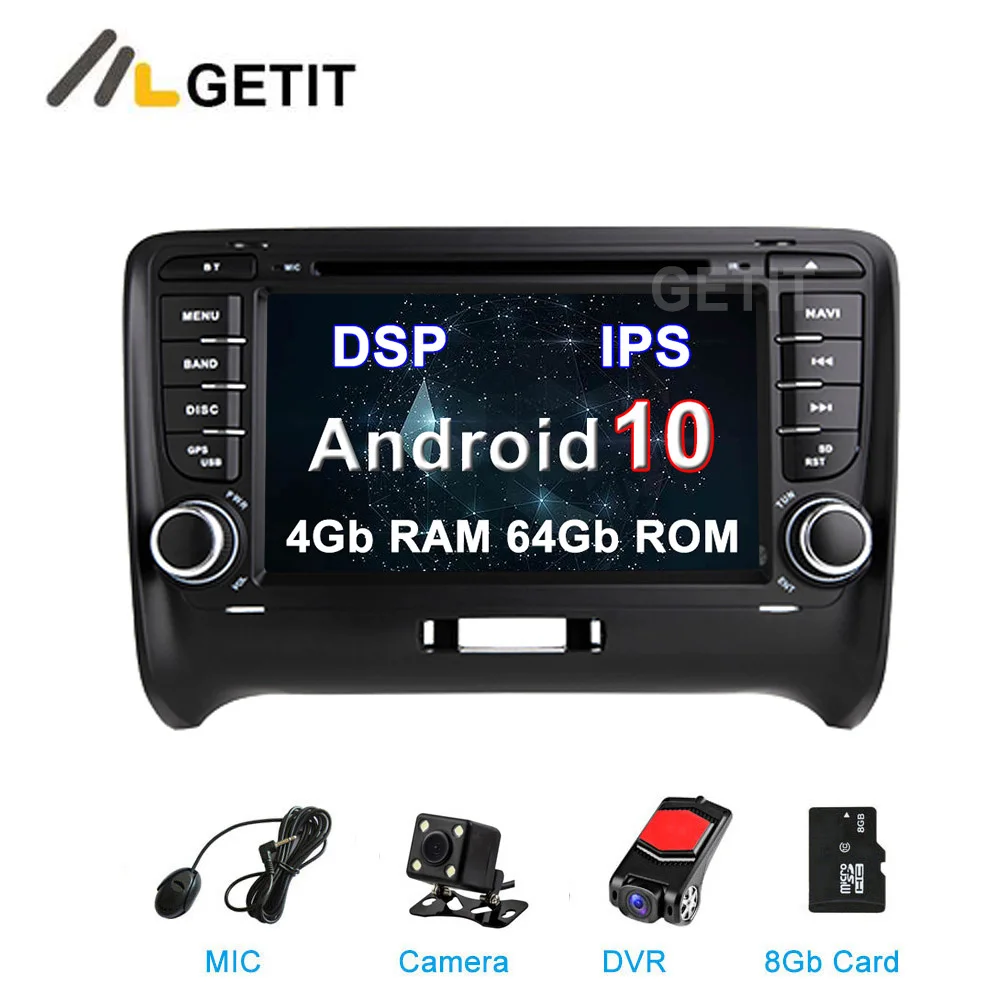 DSP IPS Android 10 Автомобильный DVD стерео мультимедийный плеер радио GPS для Audi TT MK2 8J 2006 2007