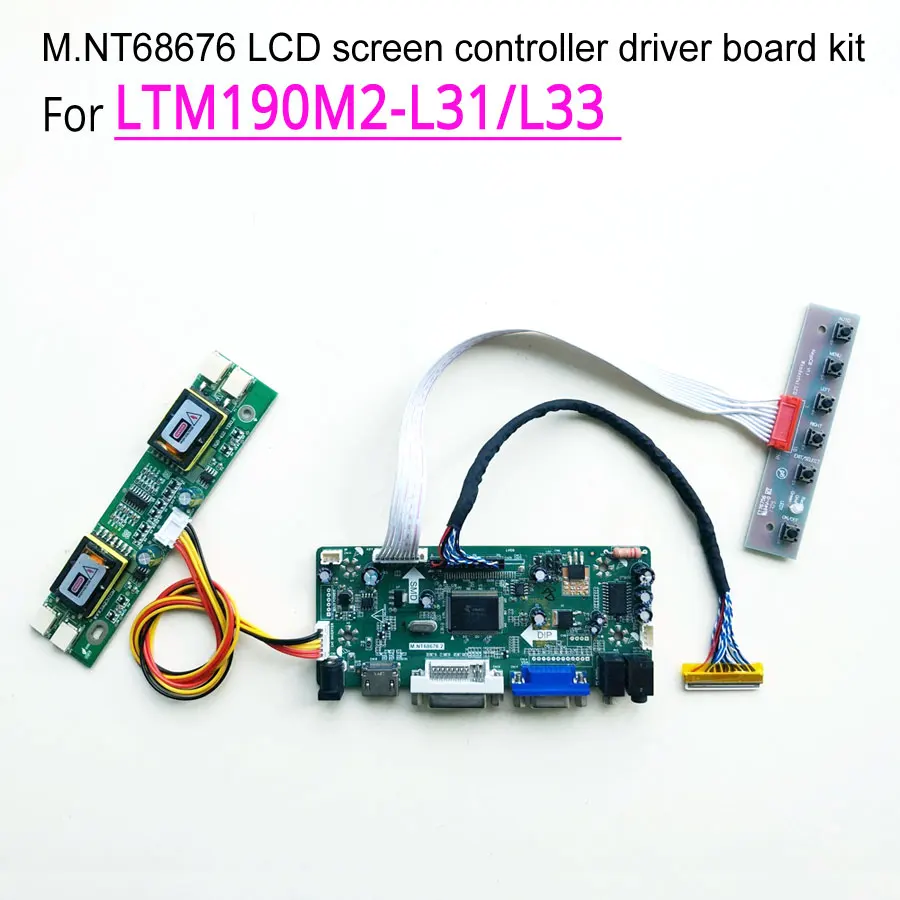 For LTM190M2-L31/L33 LCD monitor panel HDMI+VGA+DVI LVDS 30Pin CCFL M.NT68676 display controller drive card 1440*900 19" DIY kit 
For LTM190M2-L31/L33 LCD monitor panel HDMI+VGA+DVI LVDS 30Pin CCFL M.NT68676 display controller drive card 1440*900 19" DIY kit