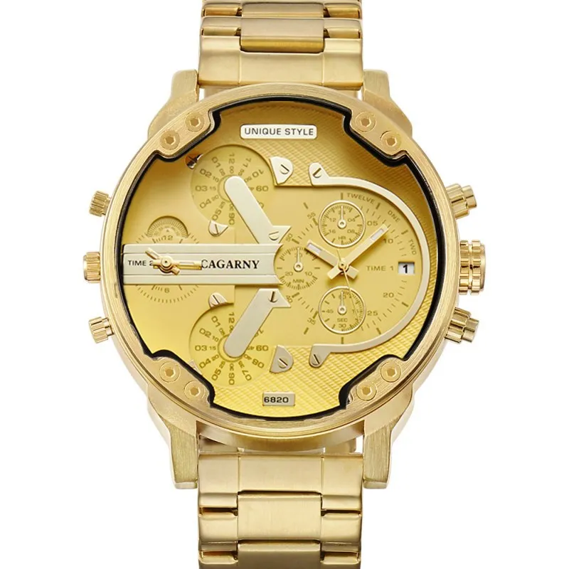 

Relogio Masculino 6820 CAGARNY Top Brand Luxury Watch Men Sport Quartz Clock Watches Waterproof Gold Steel WristWatches Military