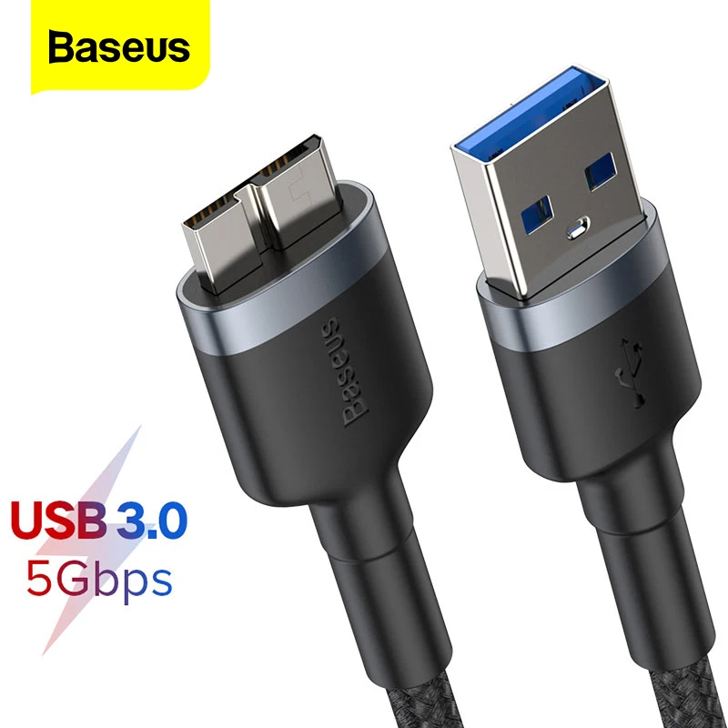 

Baseus USB 3.0 To Micro B Cable 5GB Fast USB Type A Micro-B Data Cable for Samsung S5 Note 3 HDD External Hard Drive Disk Cord