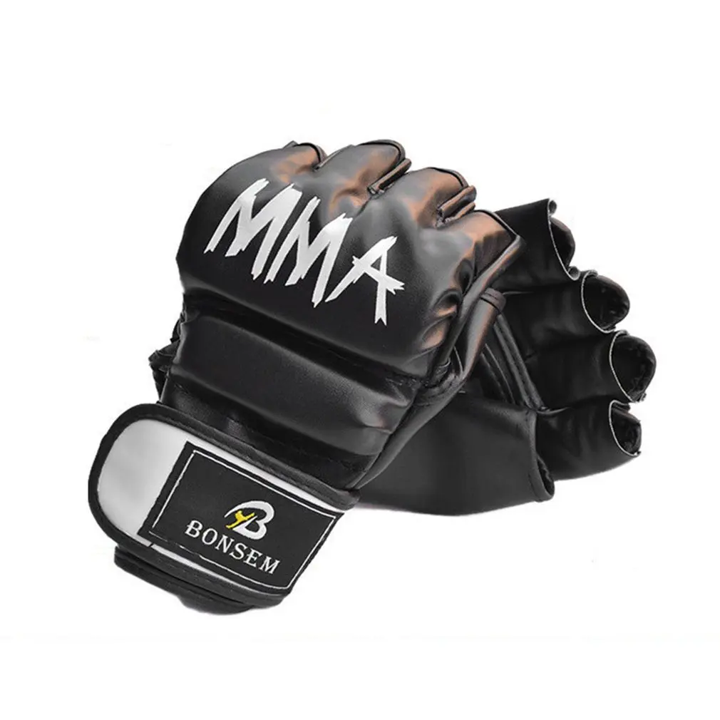 A Pair/Set Comfortable MMA Boxing Gloves Soft PU Half Finger Design Grappling Punching Bag Training Gloves for Adult
A Pair/Set Comfortable MMA Boxing Gloves Soft PU Half Finger Design Grappling Punching Bag Training Gloves for Adult
