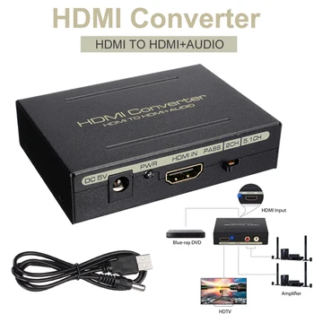 HDMI Audio Extractor Converter 5.1CH Audio Splitter 1080P Stereo HDMI To HDMI+Audio Converter Optical+R/L Analog Audio Output
HDMI Audio Extractor Converter 5.1CH Audio Splitter 1080P Stereo HDMI To HDMI+Audio Converter Optical+R/L Analog Audio Output