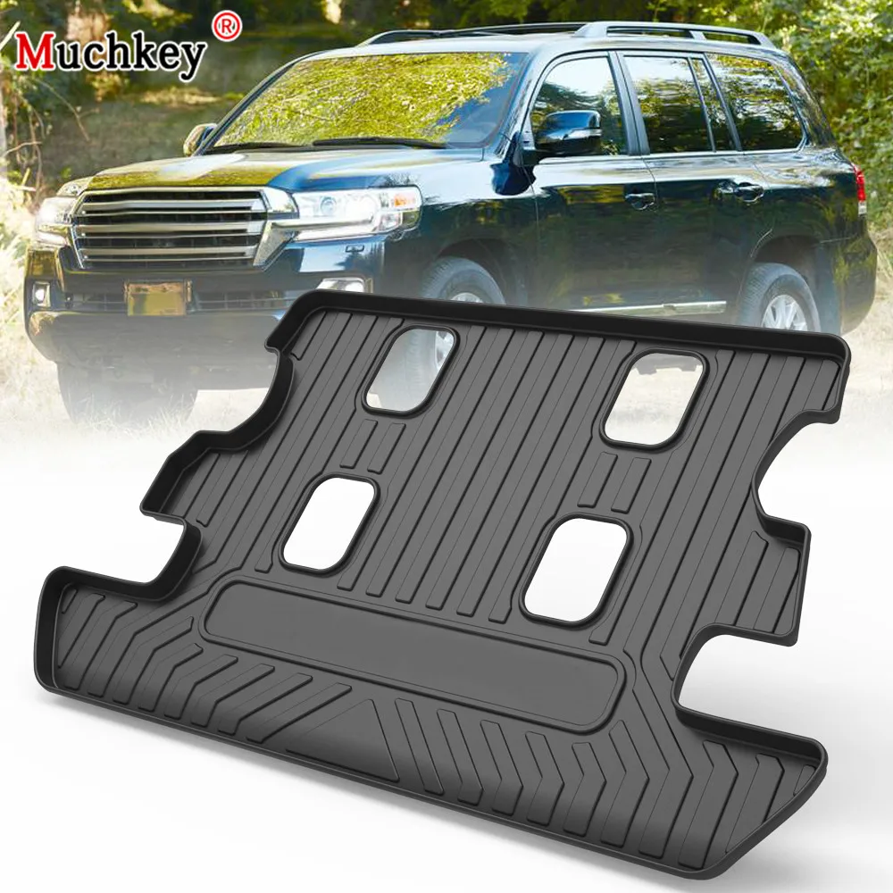 Muchkey TPE Trunk Mat For Toyota Land Cruiser 8-Seat 2008-2020 Car Waterproof Non-Slip Custom Rubber 3D Cargo Liner Accessories |