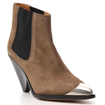 Fashion Suede Ankle Boots For Women Autumn Winter Western Cowboy Boots Women Metal Pointed Toe Slip on Wedges High Heel Boots
Fashion Suede Ankle Boots For Women Autumn Winter Western Cowboy Boots Women Metal Pointed Toe Slip on Wedges High Heel Boots