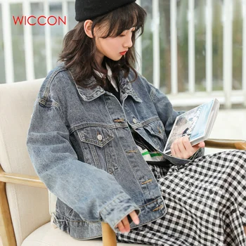 2019 Spring Autumn Loose Casual Jacket Casual Turn-down Collar Long Sleeve Denim Jackets Female Outwear short Coats 
2019 Spring Autumn Loose Casual Jacket Casual Turn-down Collar Long Sleeve Denim Jackets Female Outwear short Coats