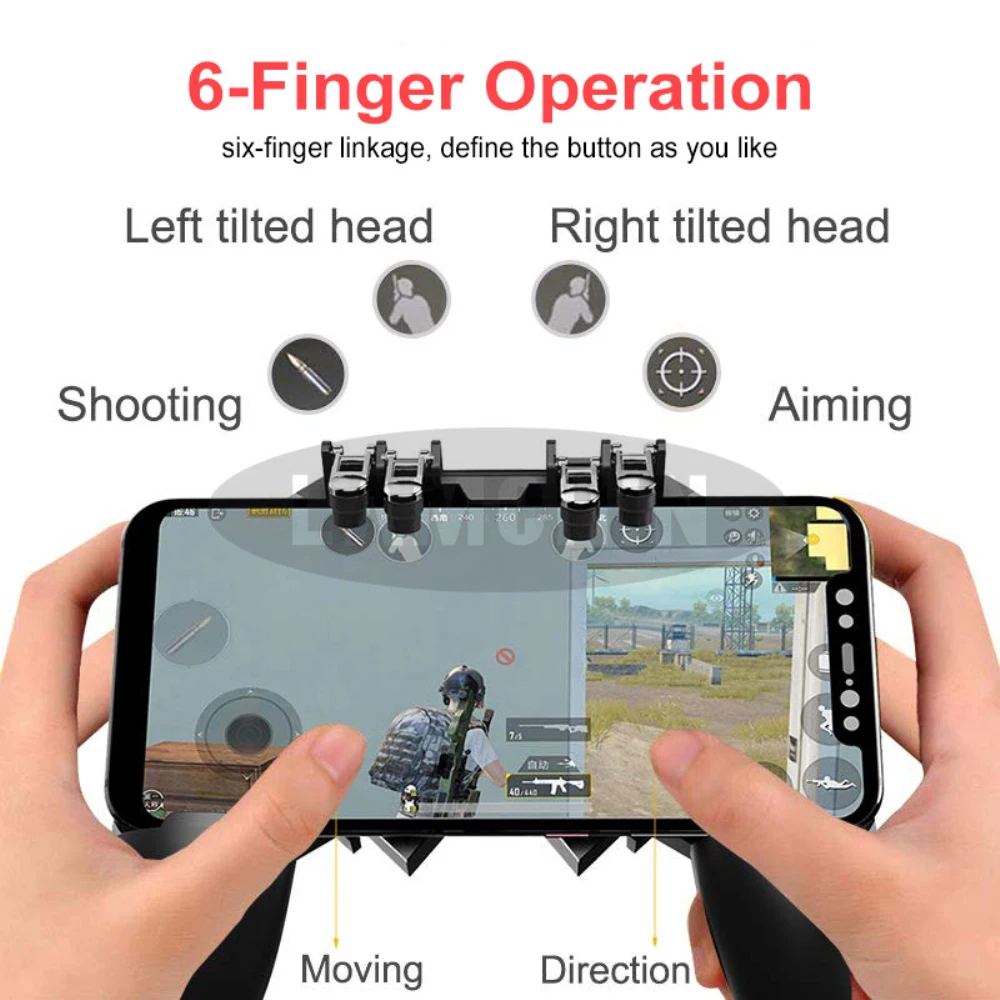 PUBG Mobile Joystick Controller Turnover Button Gamepad for PUBG iOS Android Six 6 Finger Operating Gamepad With Cooling Fan
PUBG Mobile Joystick Controller Turnover Button Gamepad for PUBG iOS Android Six 6 Finger Operating Gamepad With Cooling Fan