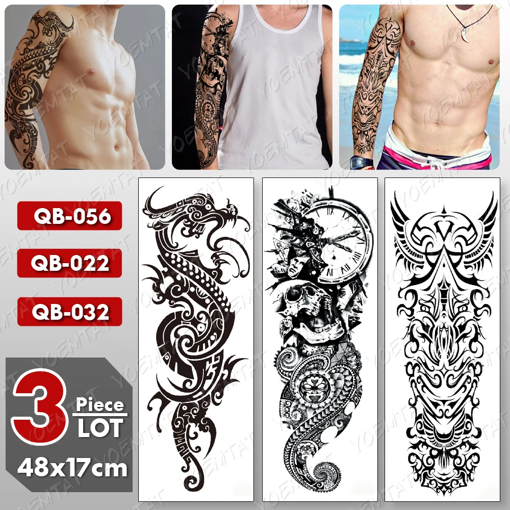3 pcs/lot Large Arm Sleeve Tattoo Dragon Maori Totem Waterproof Temporary Tatto Sticker Skull Body Art Full Fake Tatoo Women Men
3 pcs/lot Large Arm Sleeve Tattoo Dragon Maori Totem Waterproof Temporary Tatto Sticker Skull Body Art Full Fake Tatoo Women Men