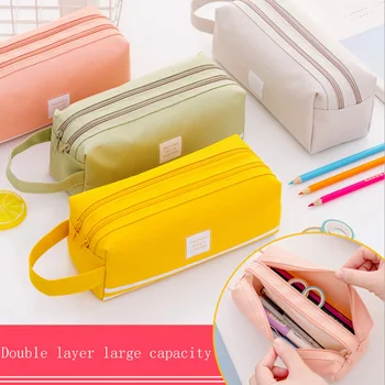 Large-capacity canvas Korea simple storage bag pencil bag cute creative student double-layer stationery box school supplies
Large-capacity canvas Korea simple storage bag pencil bag cute creative student double-layer stationery box school supplies