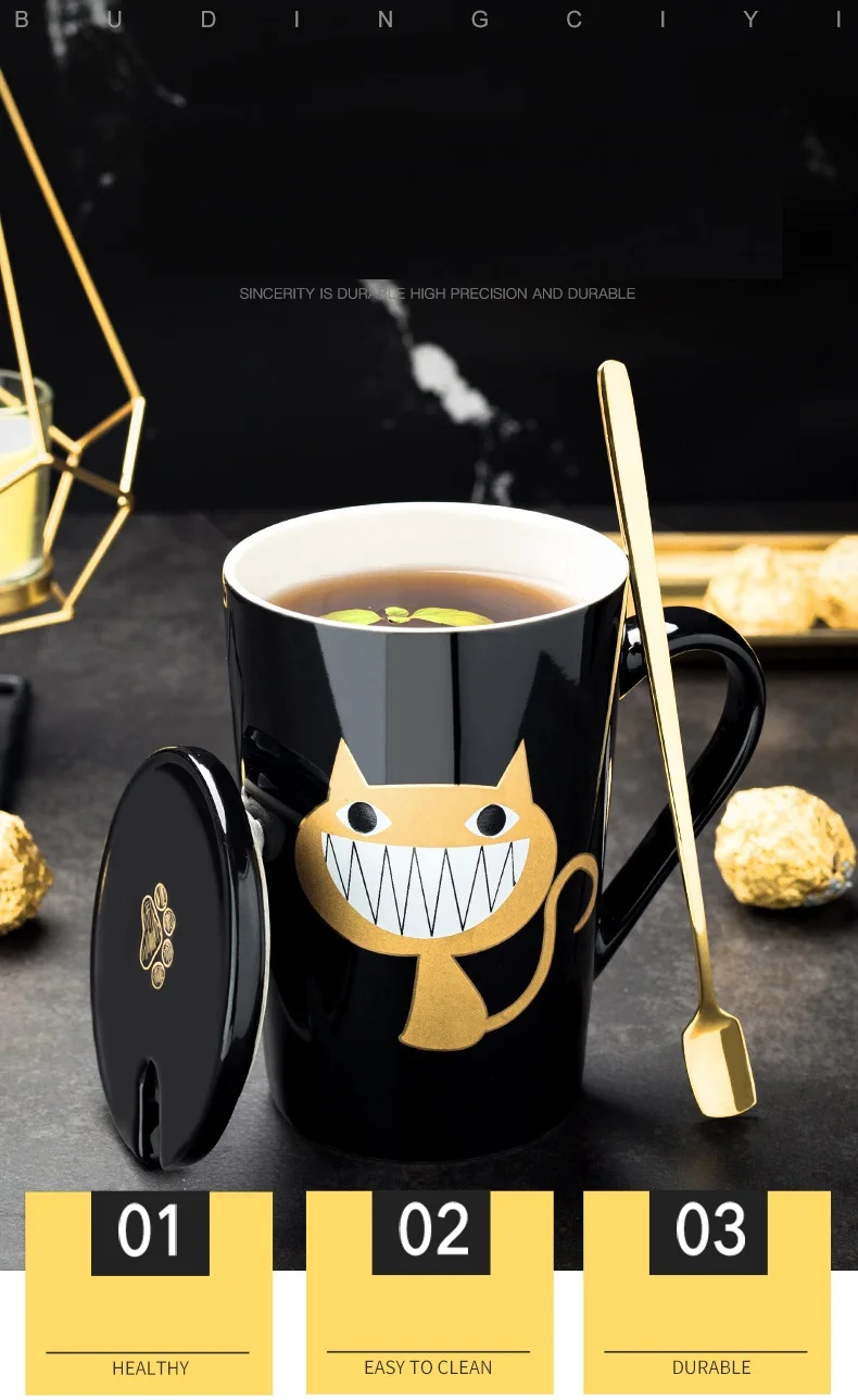 oussirro 420ml ceramic coffee mugs cute cat lucky mug with gift